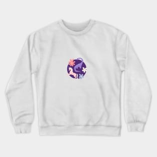 Dinosaurs and Unicorns on Purple Crewneck Sweatshirt